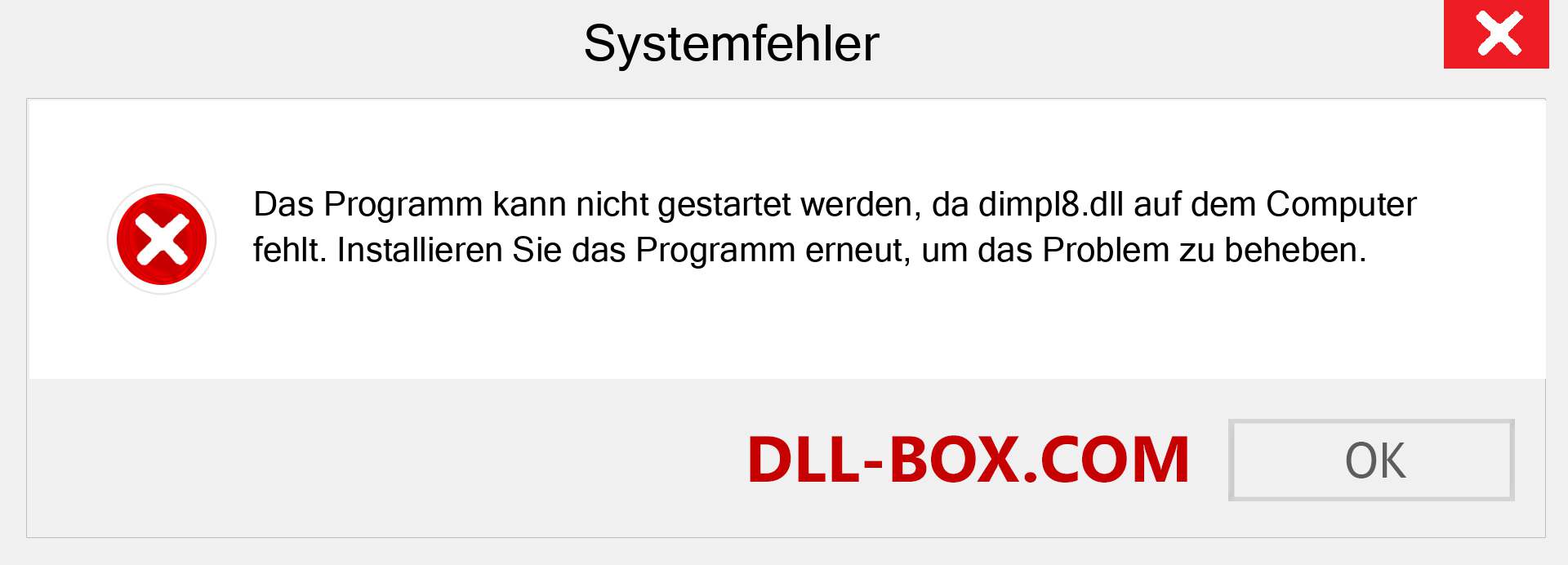 dimpl8.dll-Datei fehlt?. Download für Windows 7, 8, 10 - Fix dimpl8 dll Missing Error unter Windows, Fotos, Bildern